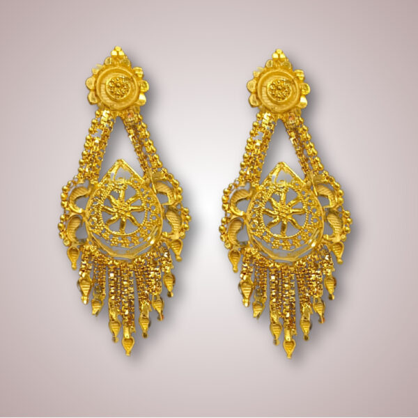 Royal Gold-Plated Long Har Set with Intricate Designer Pendant and Earrings - Image 3