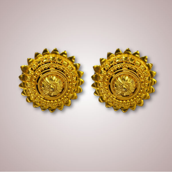 Elegant Gold-Plated Long Har Set with Floral Pendant and Round Earrings - Image 3